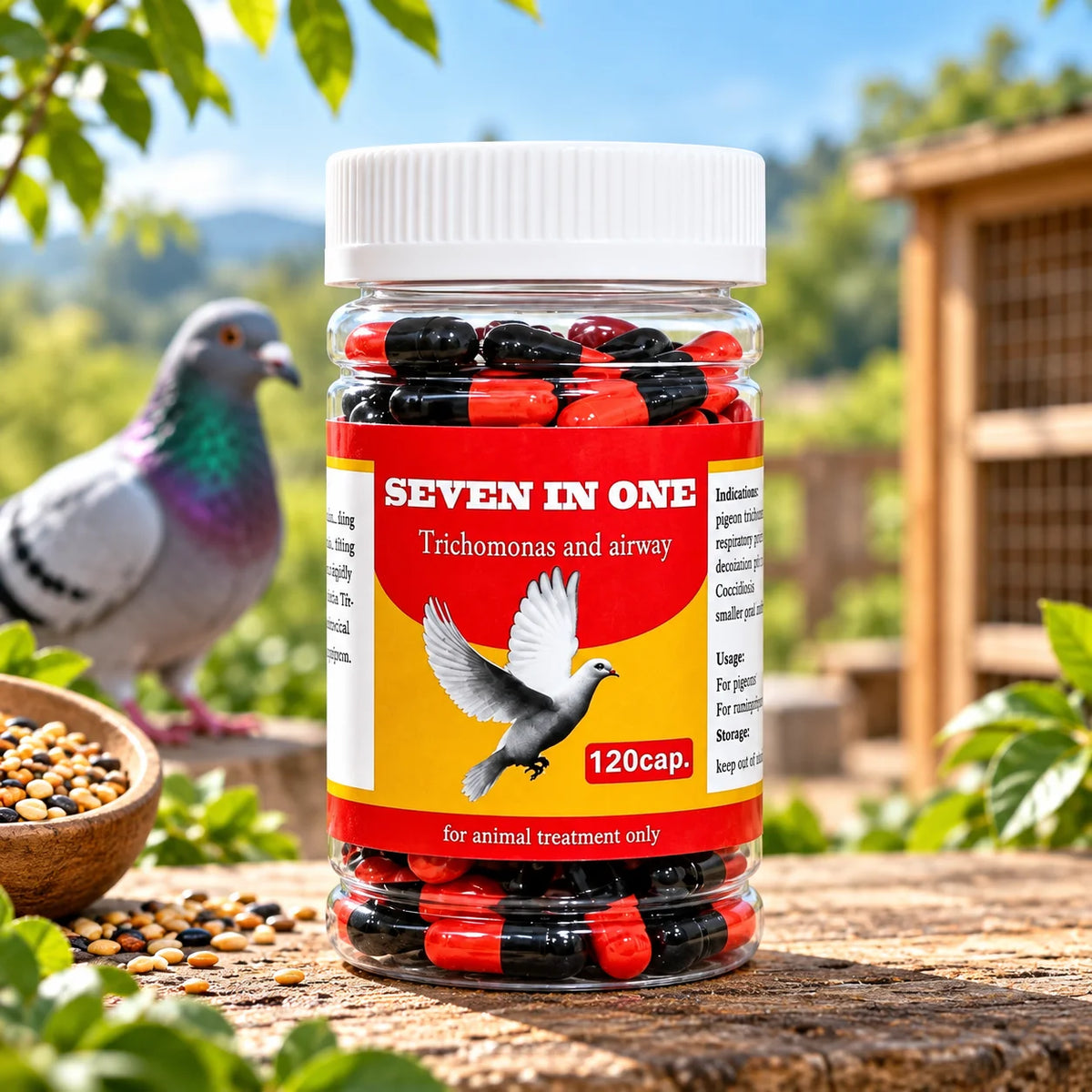 Seven in One 120 Cápsulas para Palomas | Tricomoniasis y Vías Respiratorias