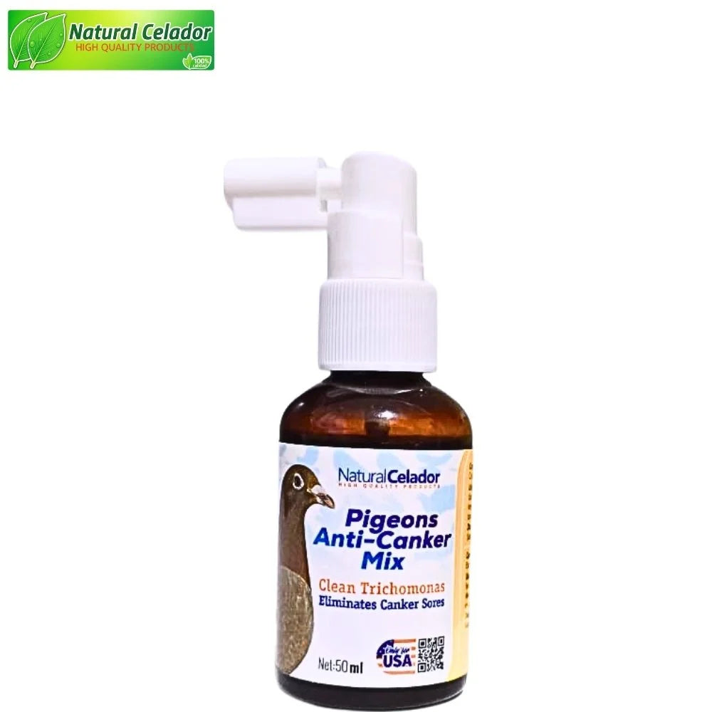 Natural Celador Pigeons Anti-Canker Mix 50 ml – Mezcla Natural para el Cuidado Bucal y Respiratorio de Palomas