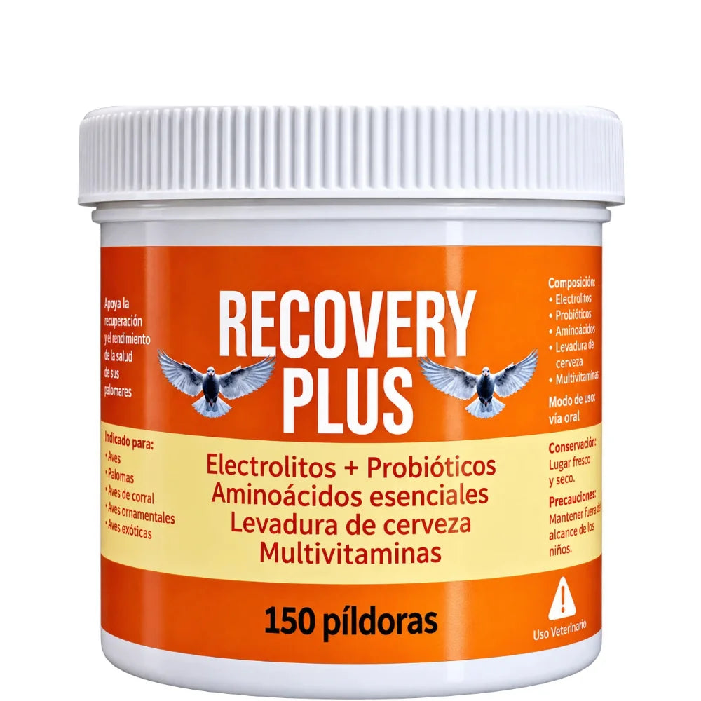 Recovery Plus 150 Píldoras para Palomas | Electrolitos, Probióticos, Vitaminas y Aminoácidos
