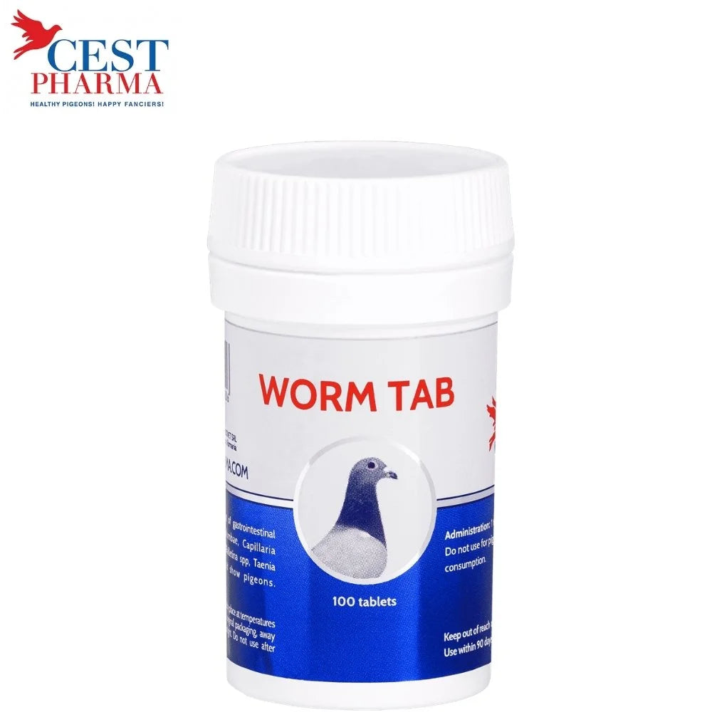 Cest Pharma Worm Tab 100 Comprimidos Desparasitante para Lombrices y Tenias en Palomas