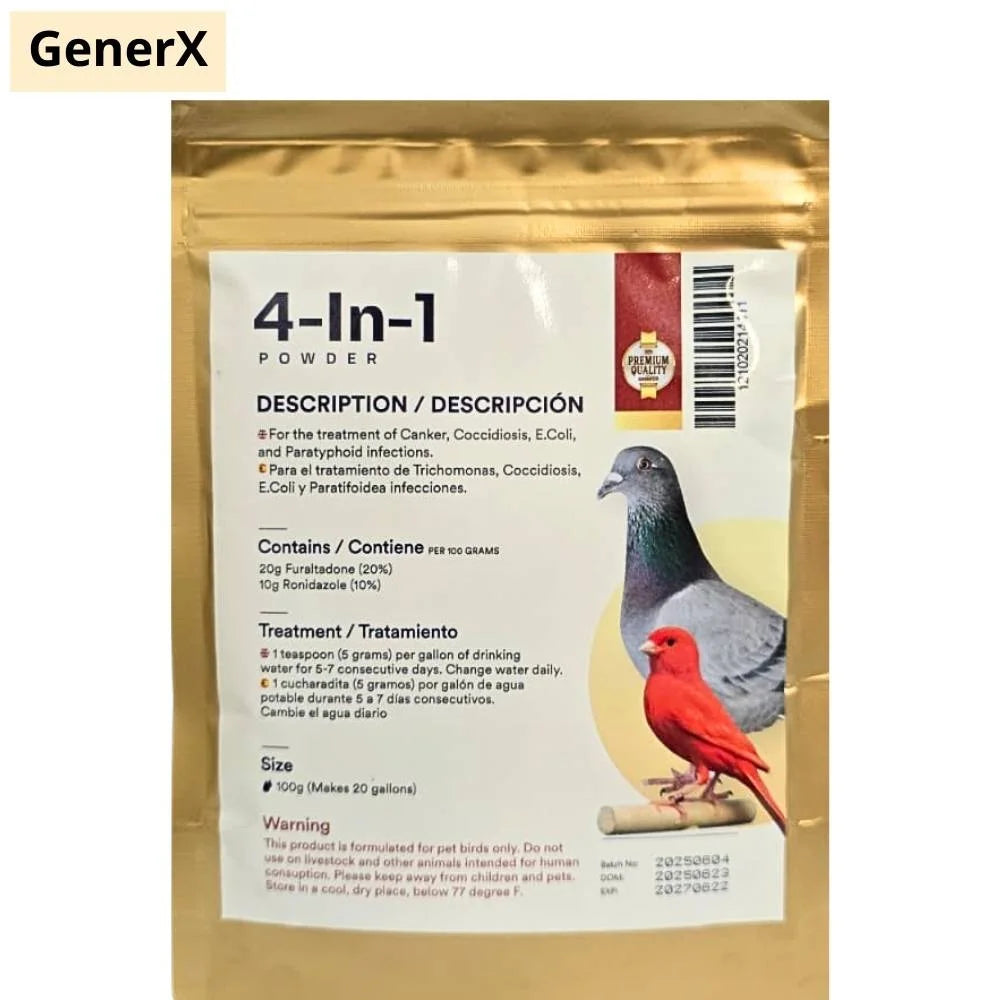 Generex 4 en 1 Polvo 100 g Tratamiento Digestivo para Palomas y Aves