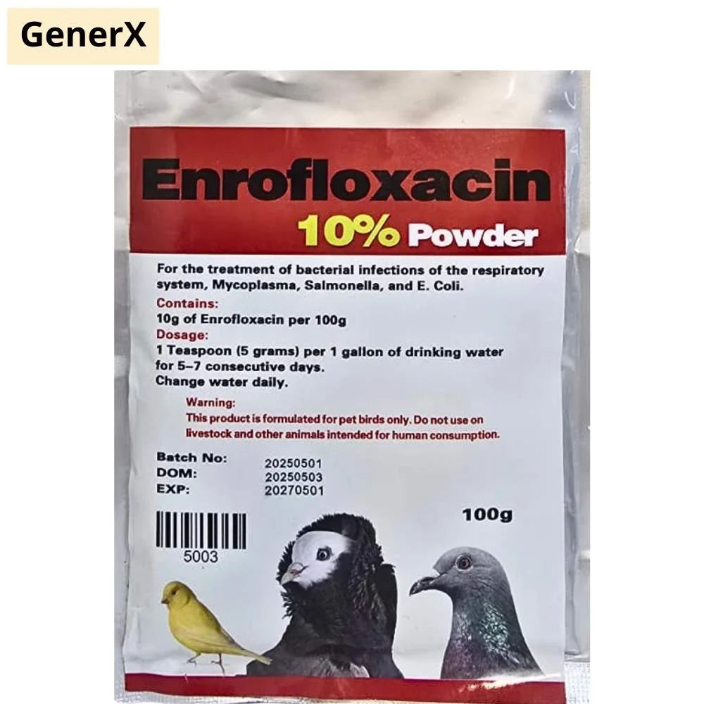 Enrofloxacina 10% Polvo 100 g para Palomas de Amplio Espectro