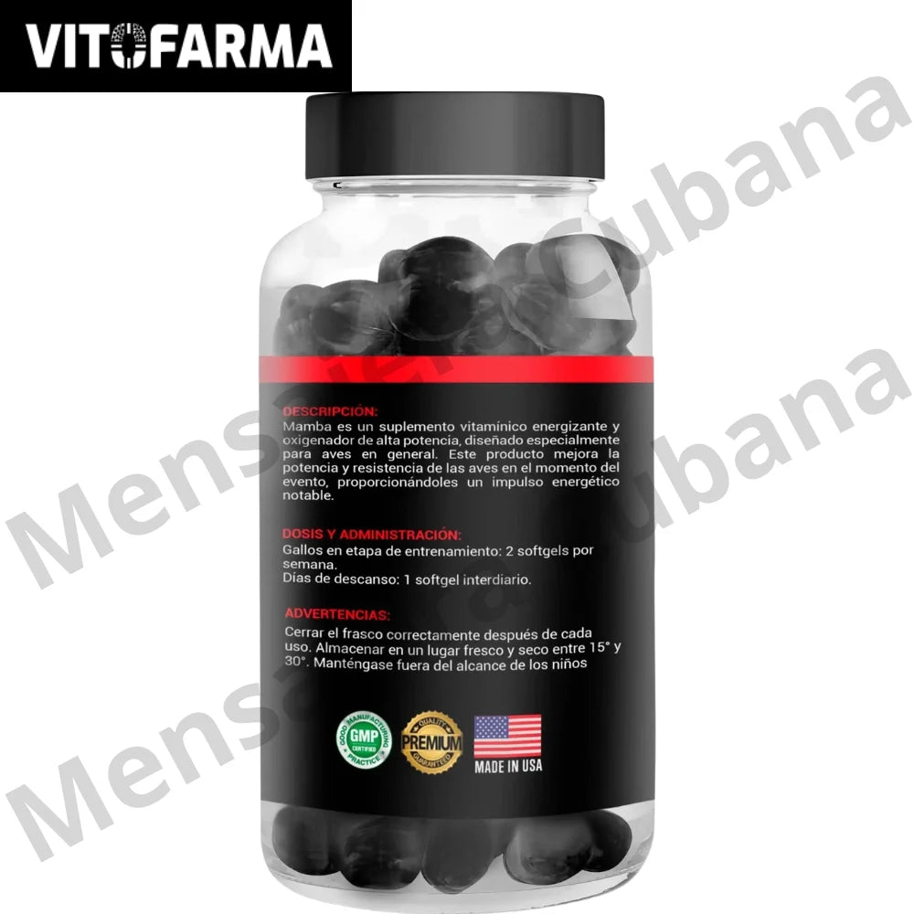 Mamba para Gallos 100 Cápsulas Blandas | Energizante Avícola de Alta Potencia y Resistencia