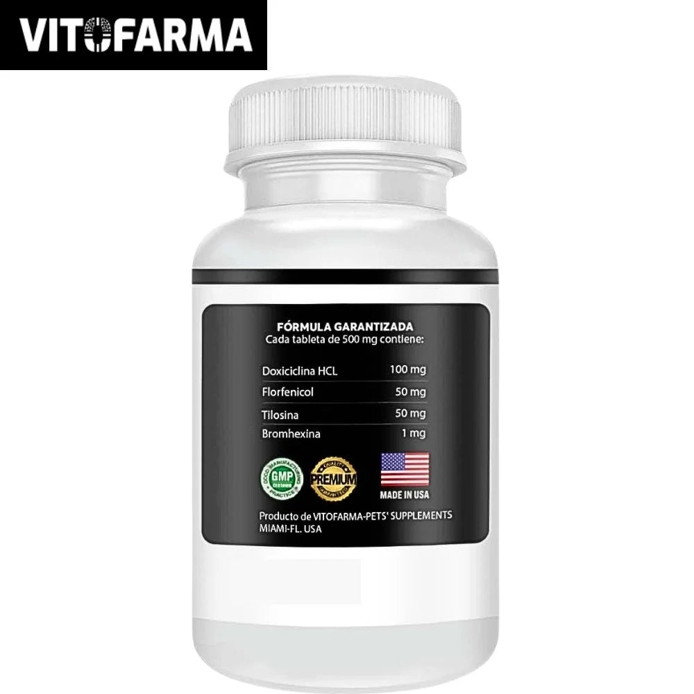 Tiloxina 100 - 50 Tabletas | Antibiótico y Antiinflamatorio para Aves | Vitofarma