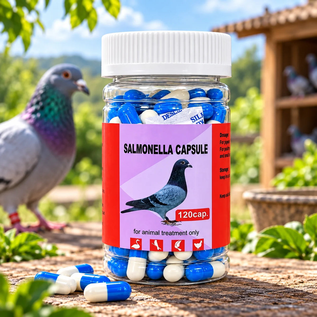 Salmonella Capsule 120 Cápsulas para Palomas | Fórmula  para Salmonella y E. coli