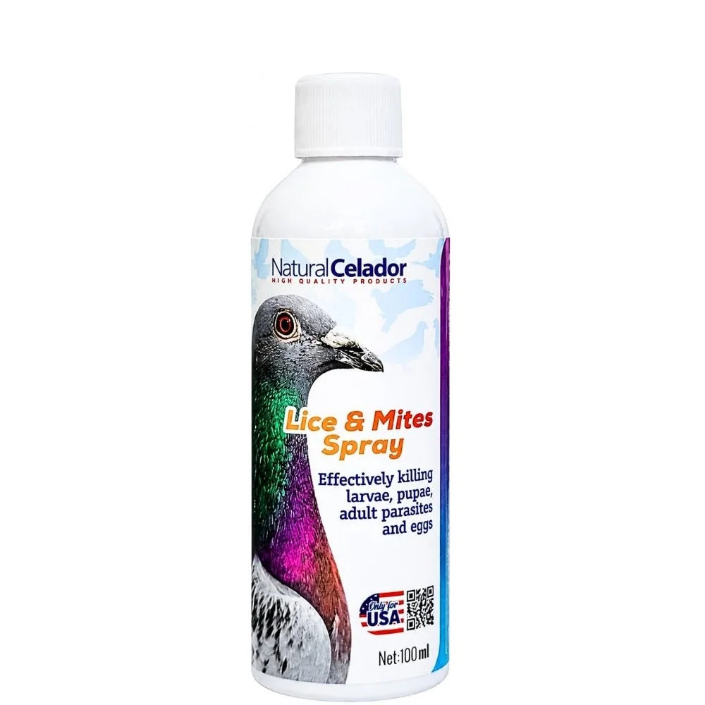 Natural Celador Lice & Mites Spray 100 ml – Spray para Piojos y Ácaros en Palomas