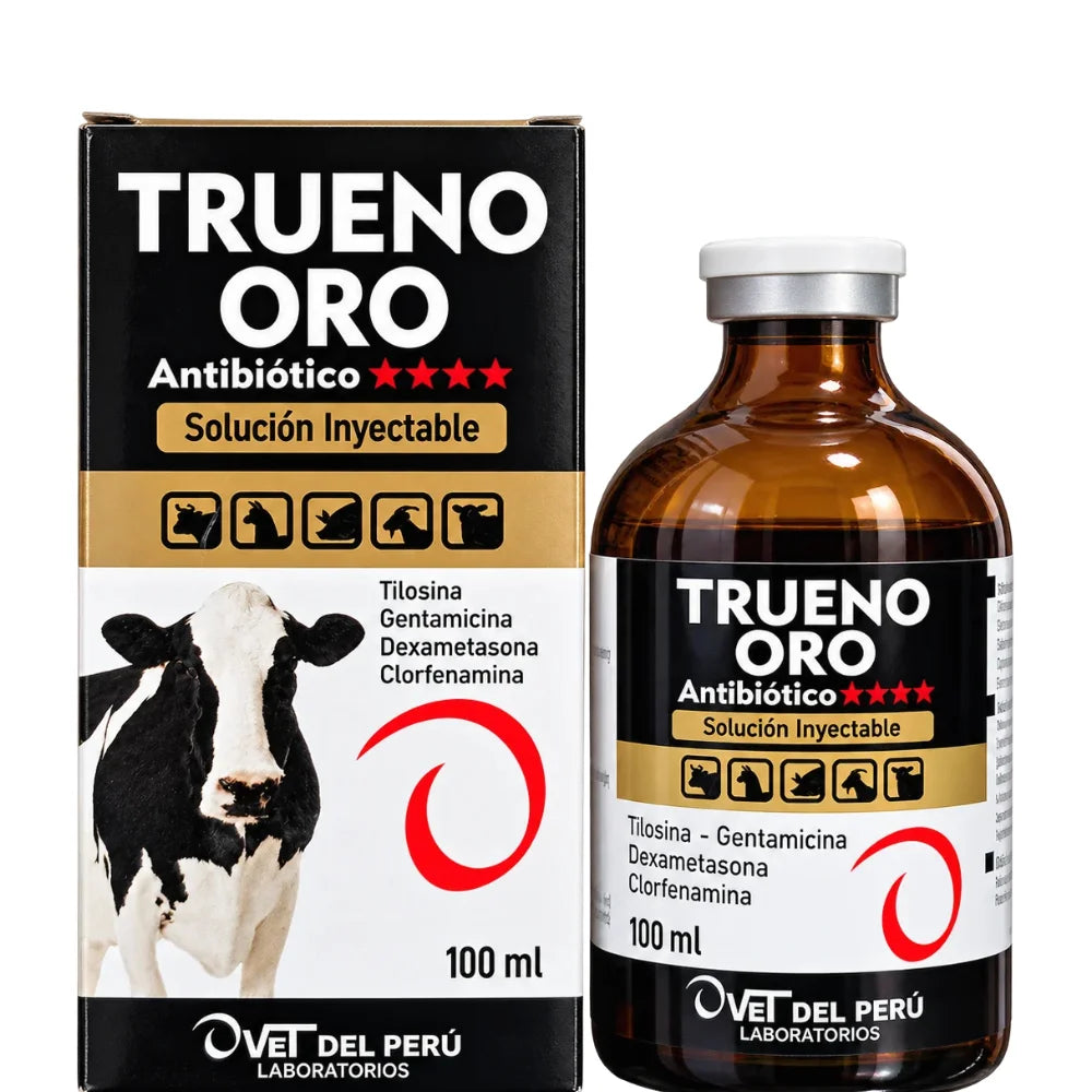 Trueno Oro 100 ml  Antibiótico Inyectable con Tilosina y Gentamicina