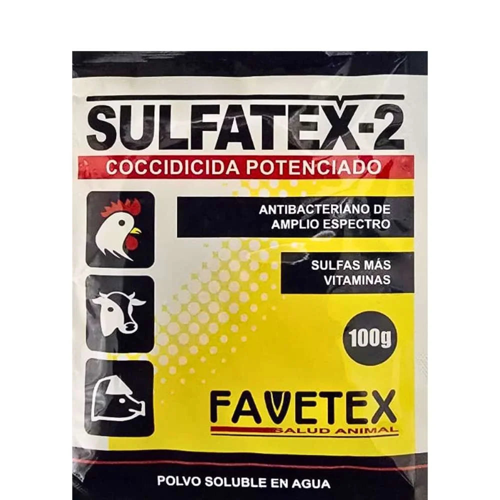 Sulfatex-2 100 g Polvo – Uso Temporal para Aves, Porcinos y Terneros
