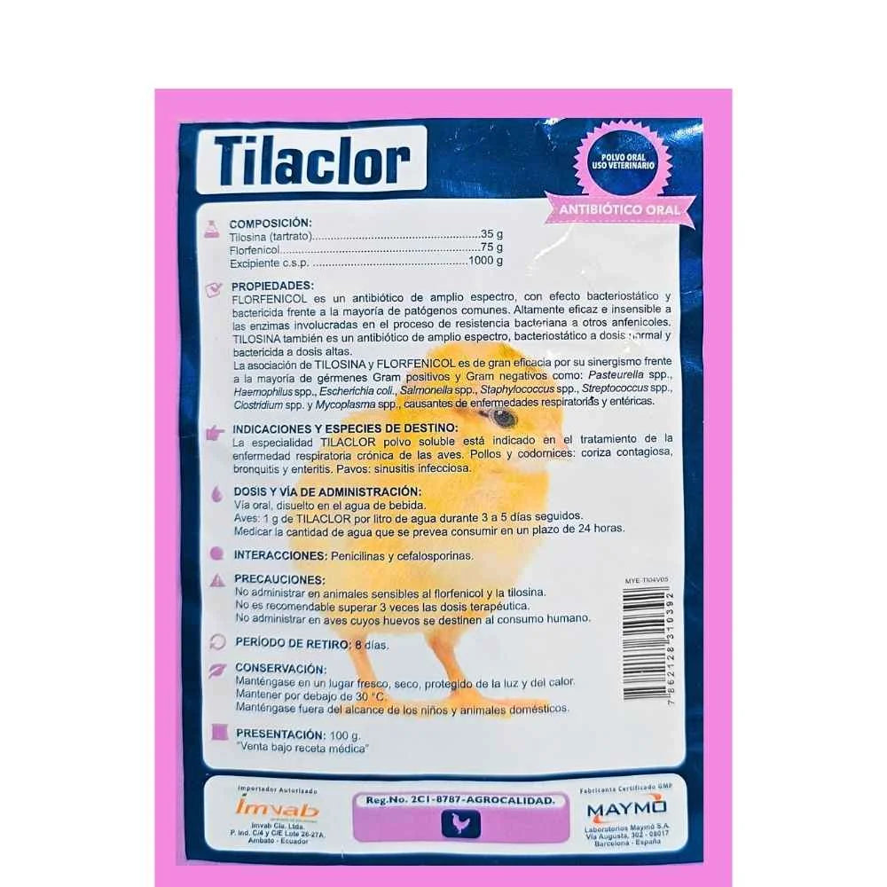 Tilaclor 100 g Polvo | Fórmula Respiratoria y Digestiva para Palomas y Aves