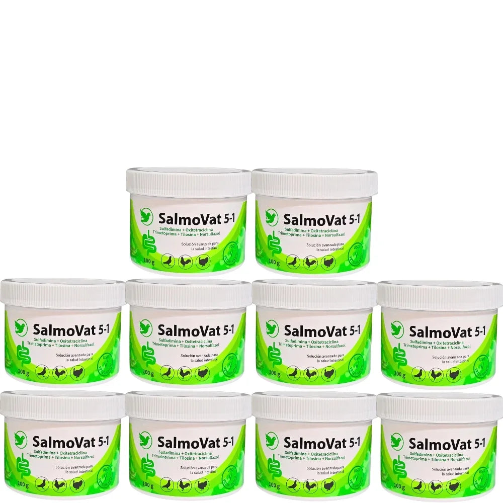 SalmoVat 5 en 1 Polvo 100g para Palomas y Aves  Digestivo Avícola
