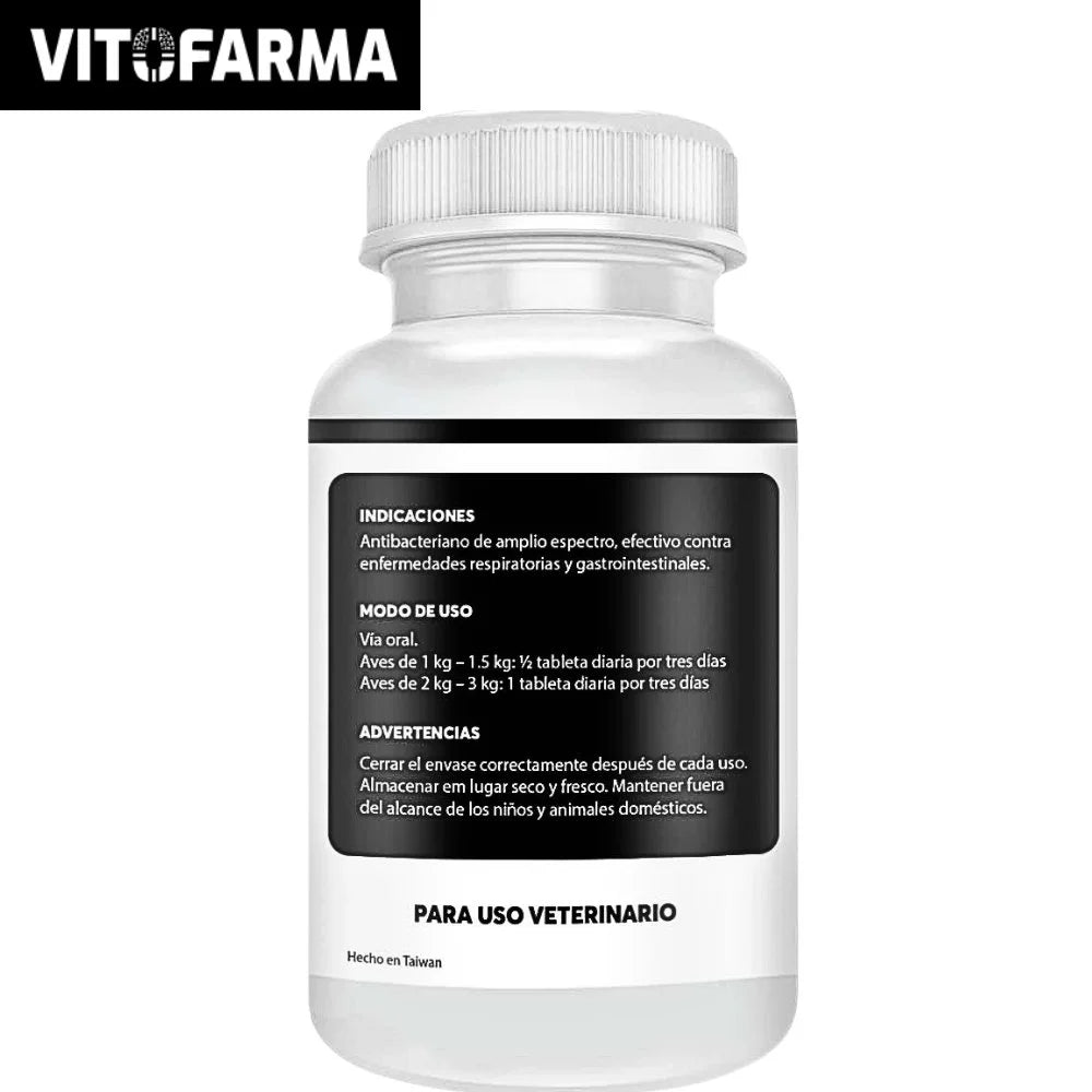 Tiloxina 100 - 50 Tabletas | Antibiótico y Antiinflamatorio para Aves | Vitofarma