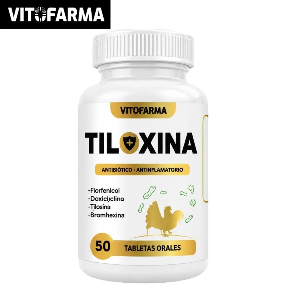 Tiloxina 100 - 50 Tabletas | Antibiótico y Antiinflamatorio para Aves | Vitofarma