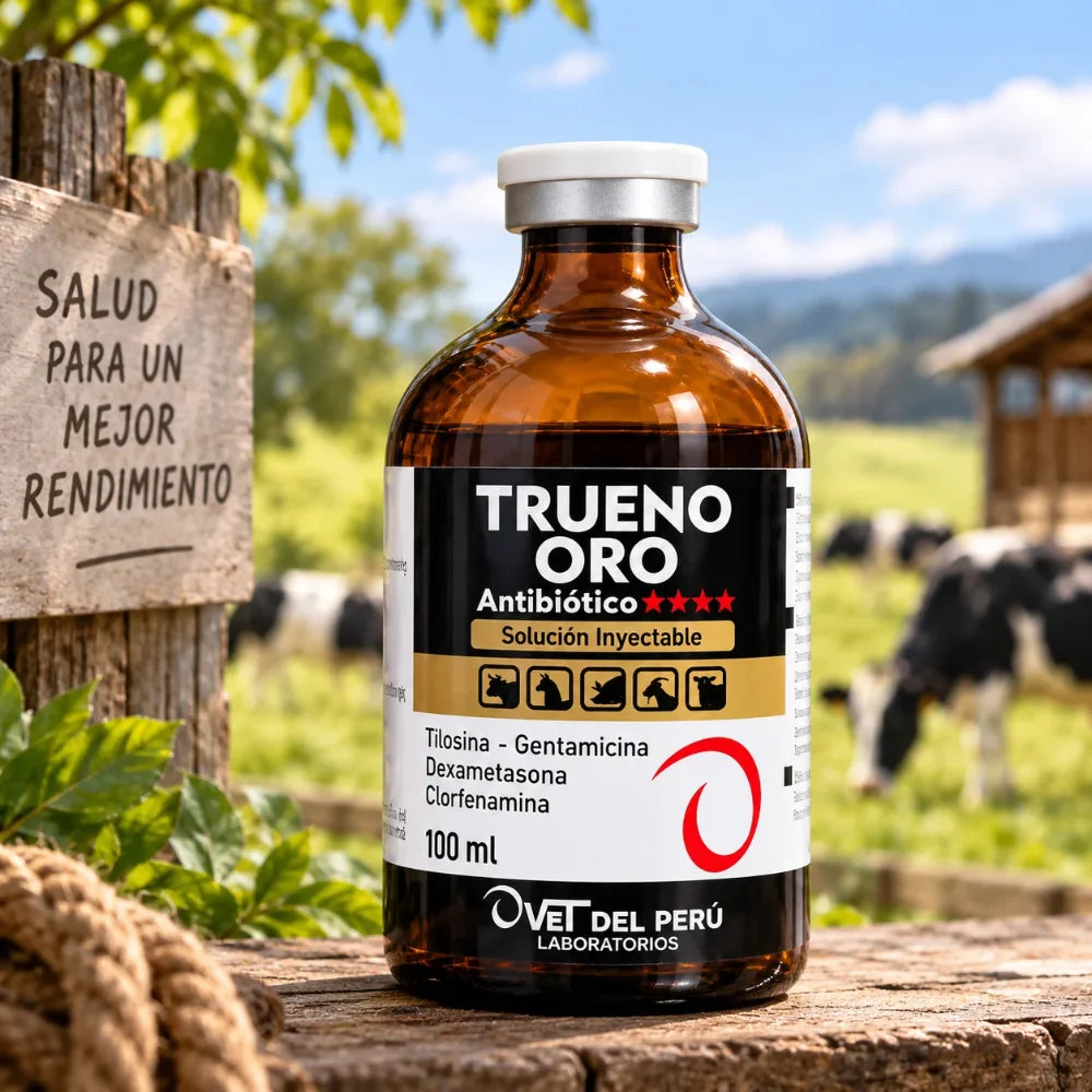 Trueno Oro 100 ml  Antibiótico Inyectable con Tilosina y Gentamicina