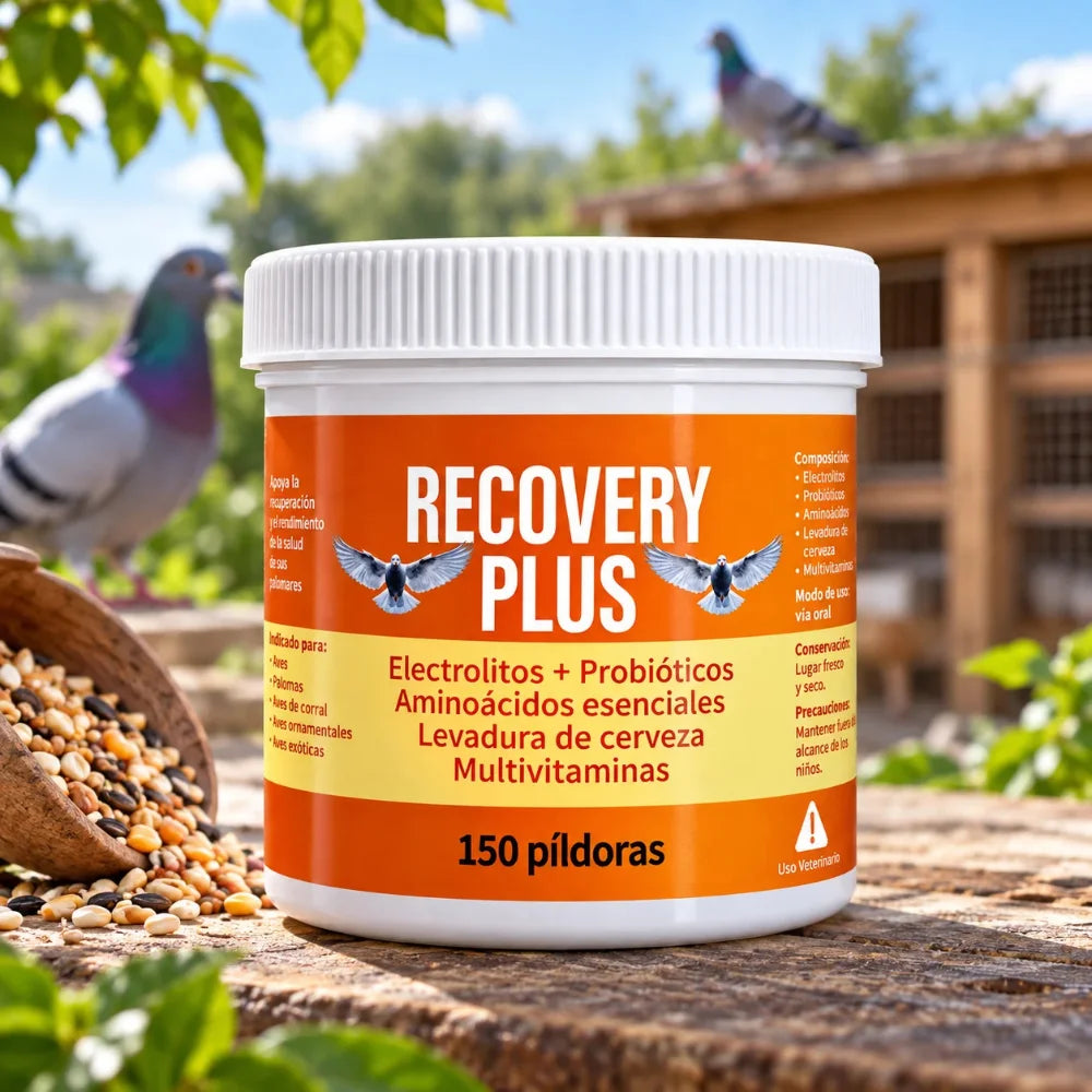 Recovery Plus 150 Píldoras para Palomas | Electrolitos, Probióticos, Vitaminas y Aminoácidos