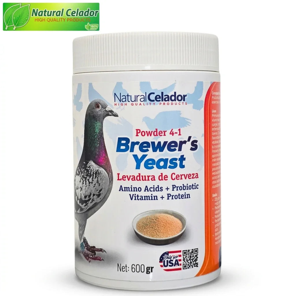 Natural Celador Brewer’s Yeast 600 g  Levadura de Cerveza 4-en-1 con Probióticos para Palomas